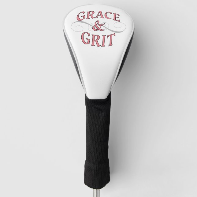 Grace & Grit in Rosa und Grau Golf Headcover (Vorderseite)