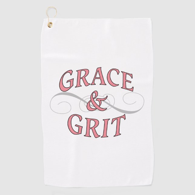 Grace & Grit in Rosa und Grau Golfhandtuch (Vorderseite)