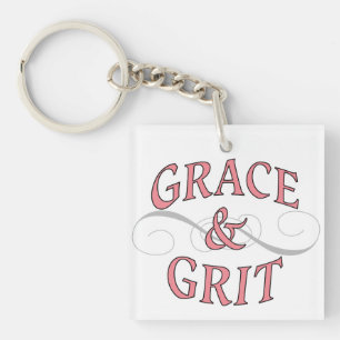 Grace & Grit in Rosa und Grau Schlüsselanhänger