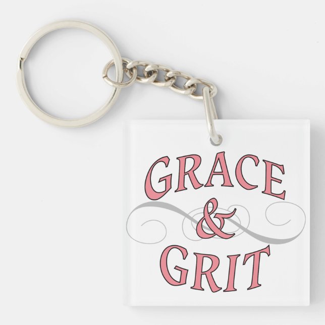 Grace & Grit in Rosa und Grau Schlüsselanhänger (Vorderseite)