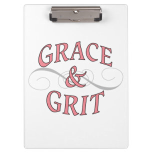 Grace & Grit Worte in Rosa & Grau Klemmbrett