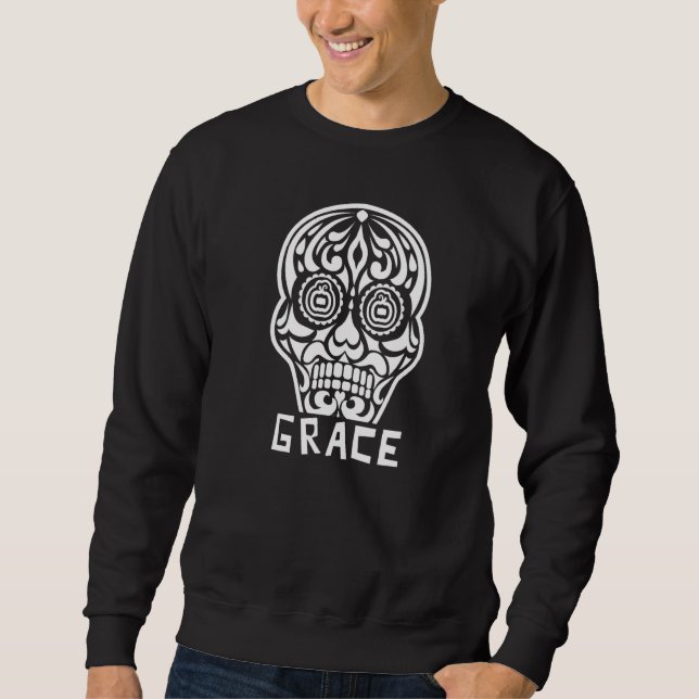 Grace Halloween Zucker-Schädel Sweatshirt (Vorderseite)