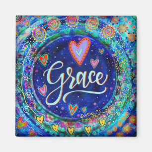 Grace Hübsch floral Whimsical Inspirational Blue Magnet
