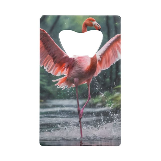 Grace in Flight: Der rosa Flamingos Riverdance Geldbeutel Flaschenöffner (Vorderseite)