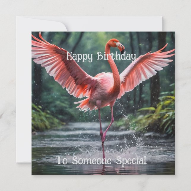 Grace in Flight: Der rosa Flamingos Riverdance Karte (Vorderseite)