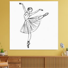Grace in Motion - Ballerina Line Art Leinwanddruck