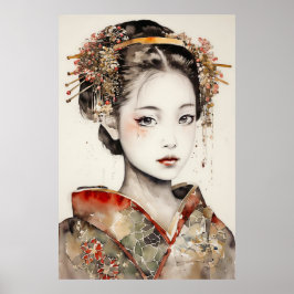 Grace in Silence: Traditional Kimono Elegance Poster