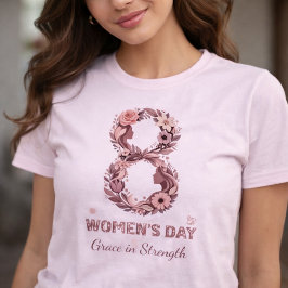 Grace in Strength Women’s Day Floral 8 March T-Shirt