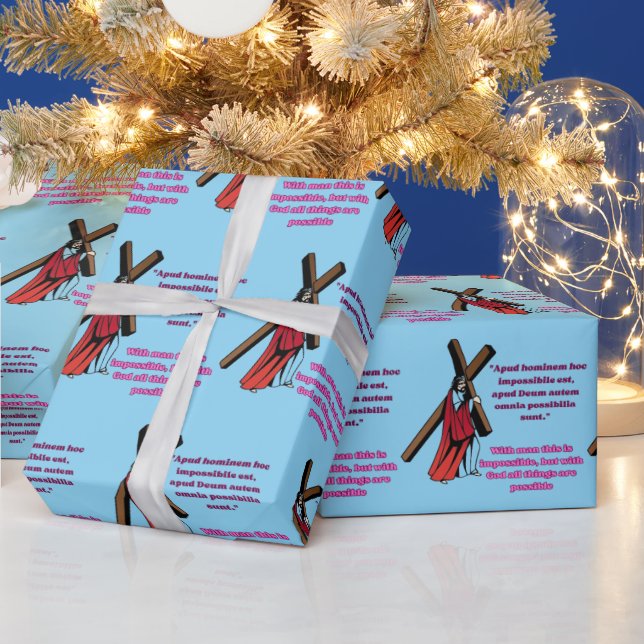 Grace in the Manger baby blue Geschenkpapier (Feiertage)