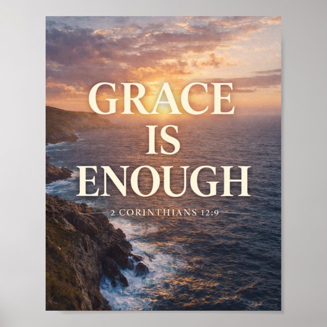Grace Is Enough Ocean Sunrise Wall Art Poster (Vorne)