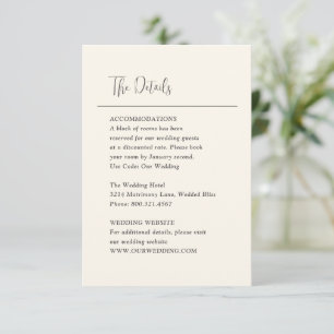 Grace Ivory Moderne Hochzeit Begleitkarte