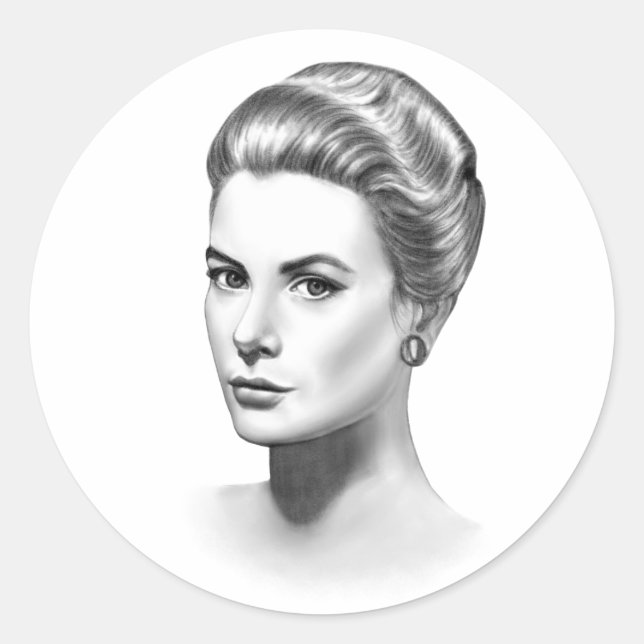 Grace Kelly Runder Aufkleber (Vorderseite)