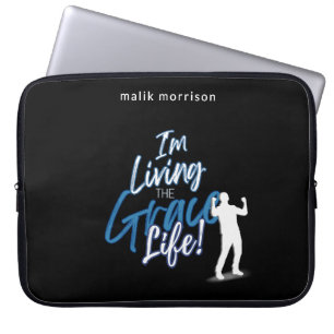 Grace Life Black Modern Script Male Silhouette Laptopschutzhülle