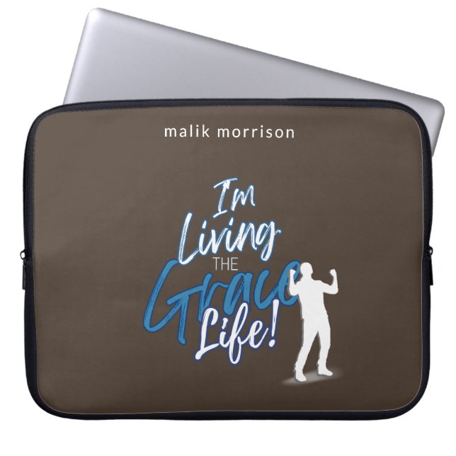 Grace Life Brown Modern Script Male Silhouette Laptopschutzhülle (Vorderseite)