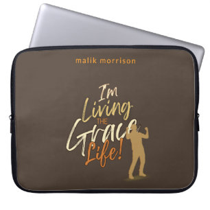 Grace Life Brown Modern Script Male Silhouette Laptopschutzhülle