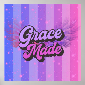 Grace Made Retro Rosa und Lila Christlicher Glaube Poster