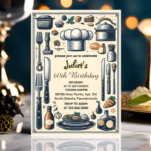 Grace Mens Erwachsener Abendessen elegant 60. Gebu Einladung