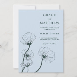 GRACE Moderne botanische Nebel Hochzeit Einladung