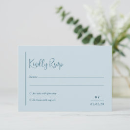 Grace Mute Blue Moderne Hochzeit RSVP Karte