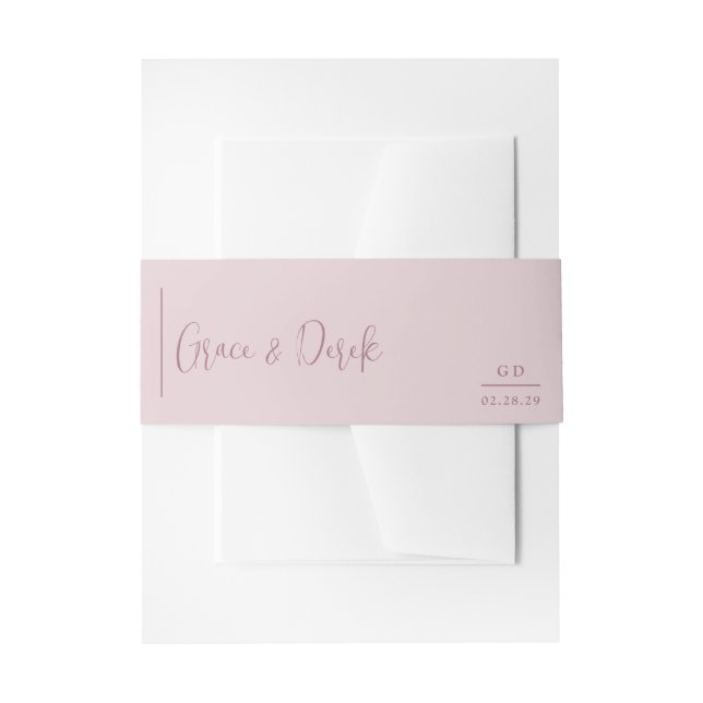 Grace Mute Pink Moderne Hochzeit Einladungsbanderole (Vorderseite Beispiel)