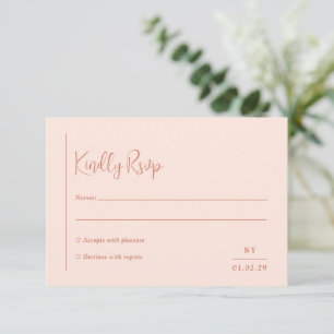 Grace Peach Moderne Hochzeit RSVP Karte