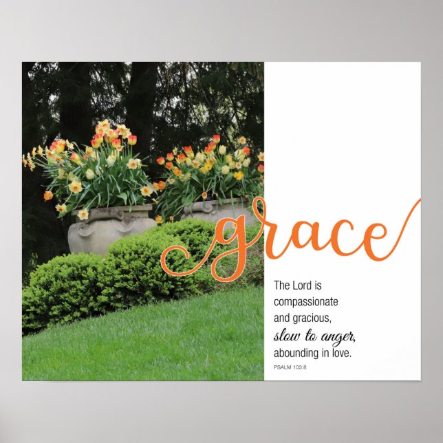 Grace Psalm 103:8 Spring Floral Poster (Vorne)