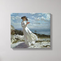 Grace Reading in Howth Bay Orpen Canvas Print