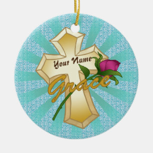 Grace Rose Christliche Kreuzung Keramik Ornament