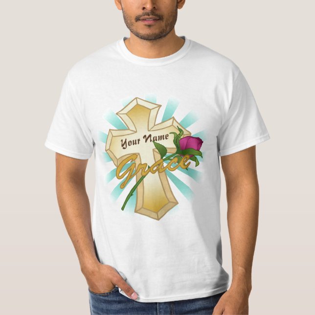 Grace Rose Christlicher Cross T - Shirt (Vorderseite)