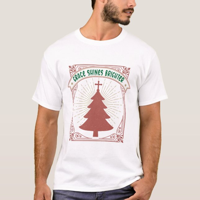 Grace Shines Brighter - Christian Christmas Tree T-Shirt (Vorderseite)