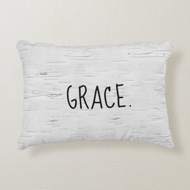 GRACE-Text auf Birch Tree Akzent Pillow Dekokissen (Vorderseite)