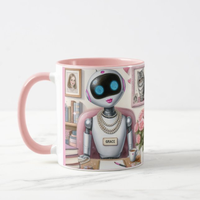 Grace the Robot - Sparkle und Syntax an ihrem Schr Tasse (Links)