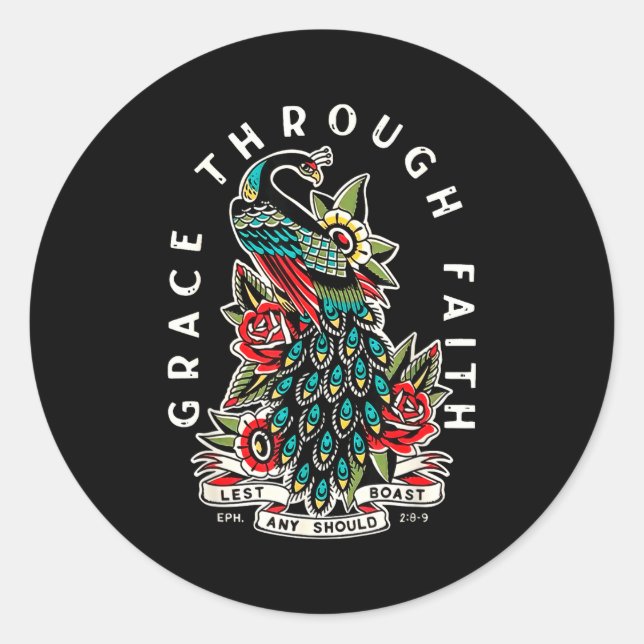 Grace Through Faith Lest Any Should Boast Pea Chri Runder Aufkleber (Vorderseite)