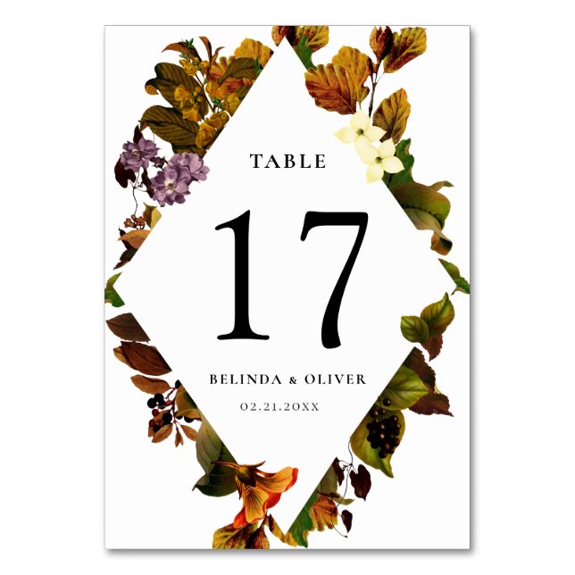 Grace Vintage Personalisierte Tischnummer Card (Vorderseite)