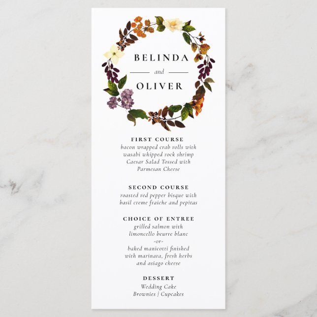 Grace Vintage Wedding Menu Card Menükarte (Vorderseite)