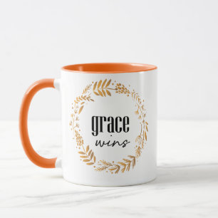 Grace Wins Brown Wreath Tasse