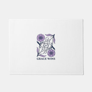Grace Wins Floral Christliches Vintage Gravur Shir Fußmatte