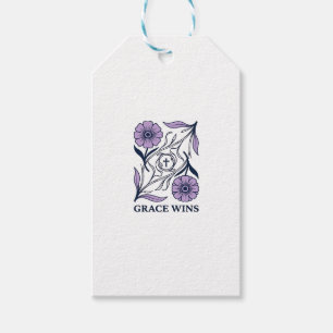 Grace Wins Florale Christliche Vintage Gravur Tee_ Geschenkanhänger