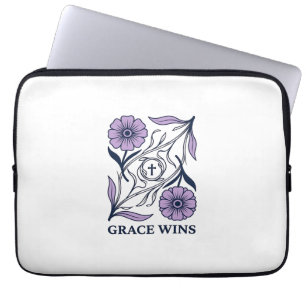 Grace Wins Florale Christliche Vintage Gravur Tee_ Laptopschutzhülle