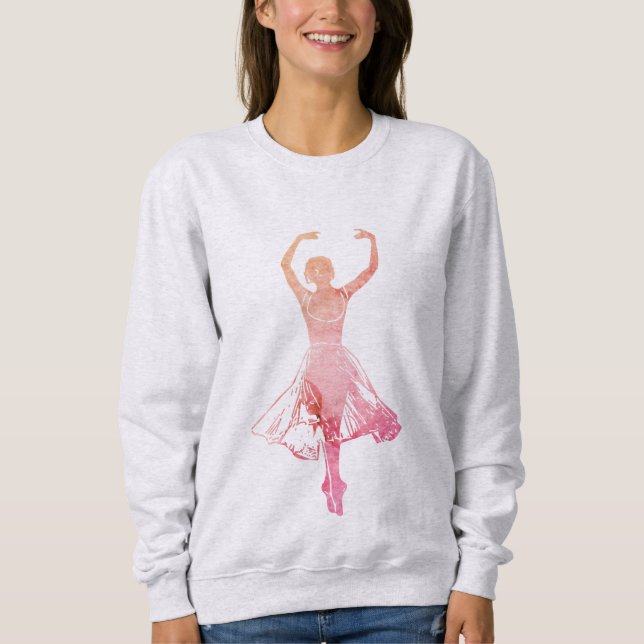 Gracefarbene und poetische Ballerina-Silhouette Sweatshirt (Vorderseite)