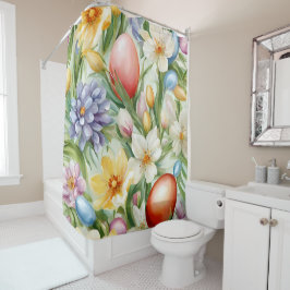 Graceful Apple Blossom, Tulips und Ostereier Duschvorhang