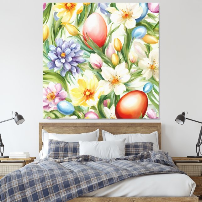 Graceful Apple Blossom, Tulips und Ostereier Leinwanddruck (Insitu (Schlafzimmer))