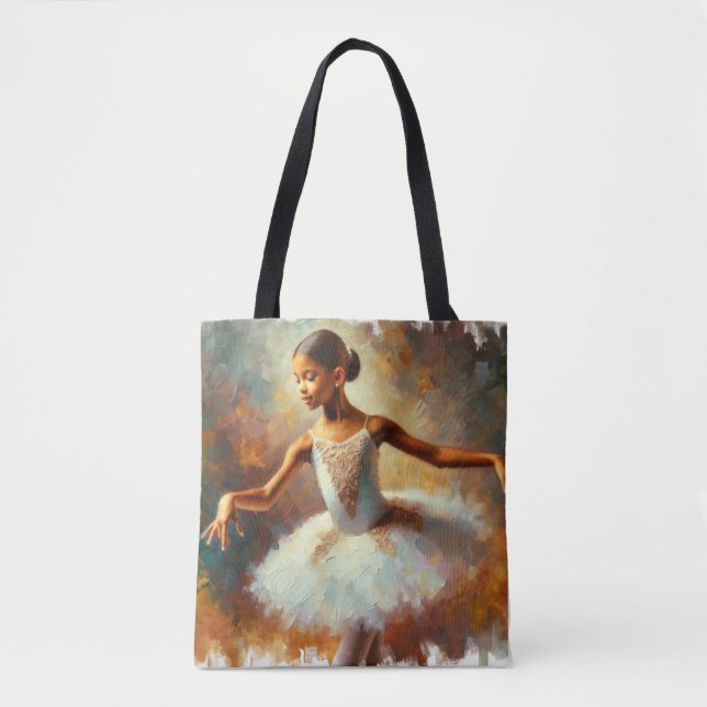 Graceful Ascent: Young Black Ballerina Tote Bag (Vorderseite)