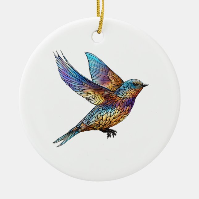 "Graceful Aviator" mehrfarbiger Swift Bird Keramik Ornament (Vorne)