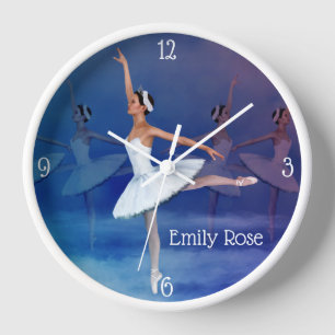 Graceful Ballerina in White Tutu und Ribbon Schuhe Uhr