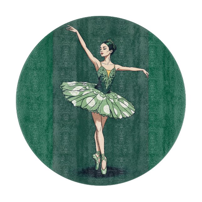 Graceful Ballerina Puzzle - Elegant Dancer on Gree Schneidebrett (Vorderseite)