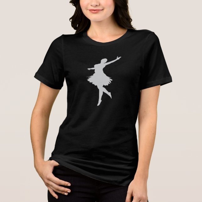 Graceful Ballerina Silhouette T-Shirt für Frauen Tri-Blend Shirt (Vorderseite)