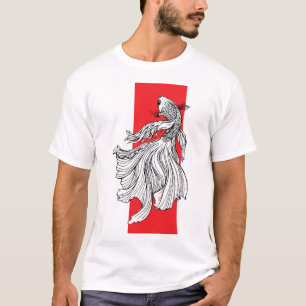 Graceful Betta Fish Line Kunst - Japanisch Minimal T-Shirt