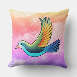 Graceful Bird auf orange-Lila Marmor Kissen