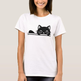 Graceful Black Cat Illustration T-Shirt